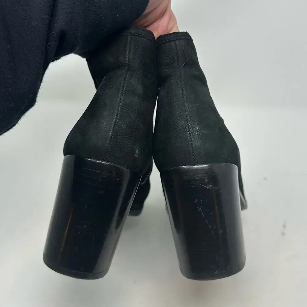 Frye Danica Chelsea Peep Toe Boot - Black Leather Heeled Size 9 Womens Shoes